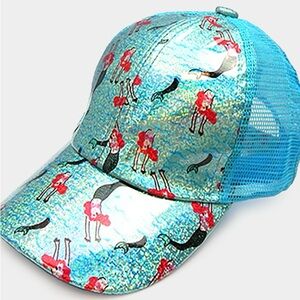 Colorful Mermaid Print Cap